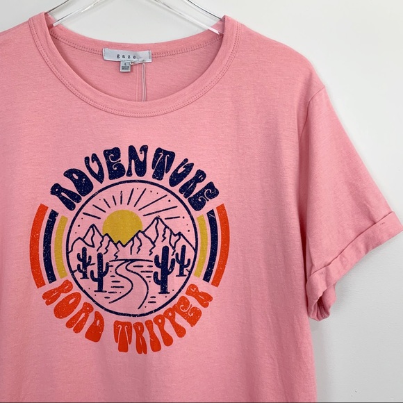 Road Tripper Graphic Tee M L Pink Boho - Picture 2 of 8